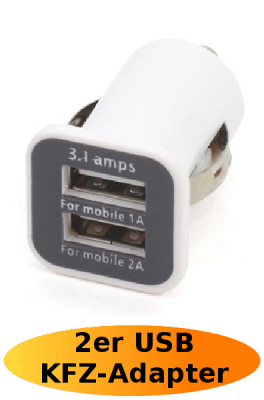 2er USB KFZ Adapter - Weiß - Neu
