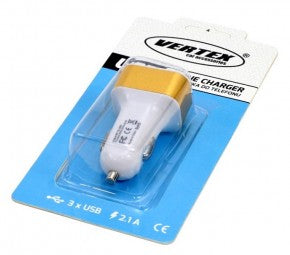 3er USB KFZ Adapter - Weiß-Gold - Neu